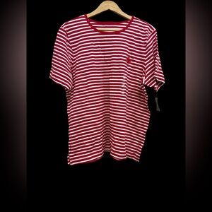 Liz Claiborne Red and White Striped Women’s T‑Shirt